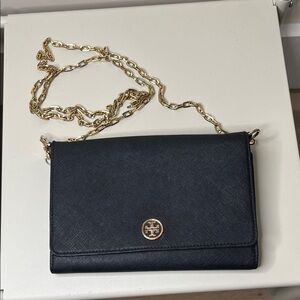 Tory Burch Black Crossbody with Gold Chain